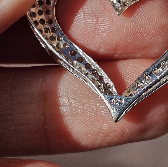 Diamond Heart Outline Pendant 925 - Picture 4 of 7